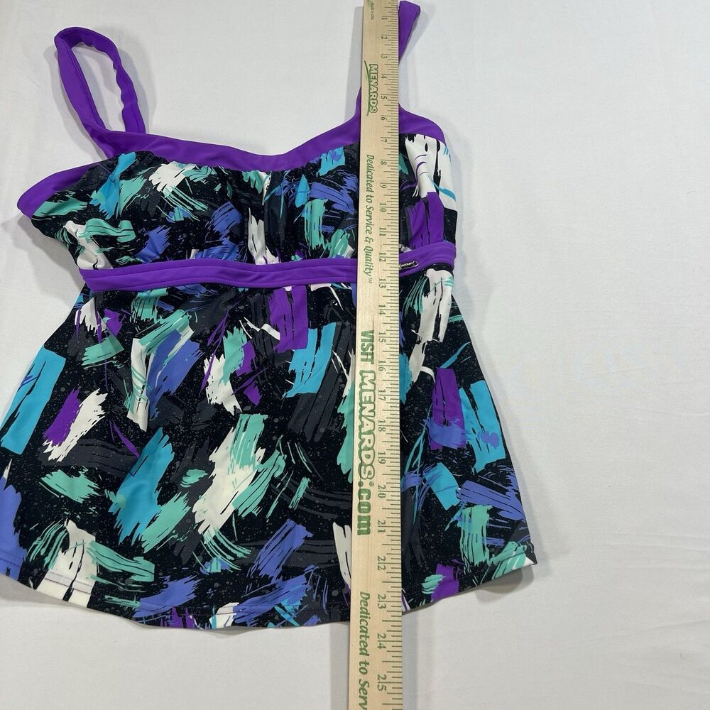 ZeroXposur Women's Tankini Swim Top Size 14 Abstract Purple Blue Teal Floral - Picture 3 of 8